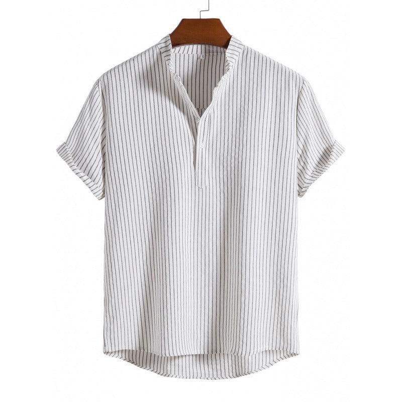 Chemise Homme Rayée Col Rond Été