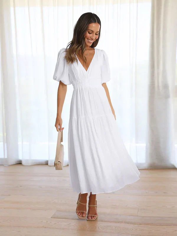 Robe Femme Élégante Manches Bouffantes Chic Féminin