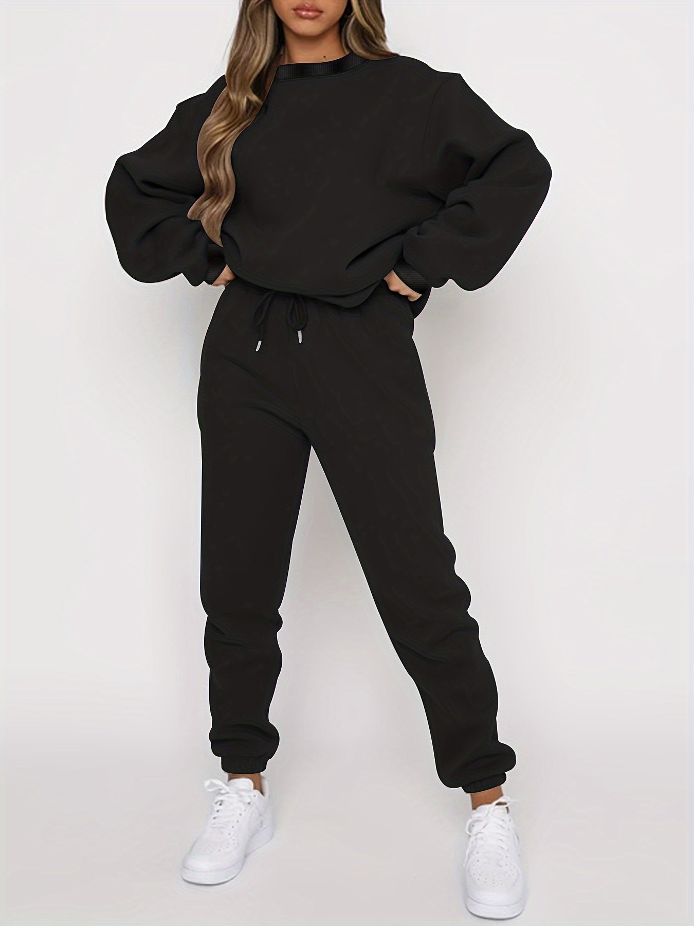 Sweat à Capuche et Pantalon Femme Brun Relax