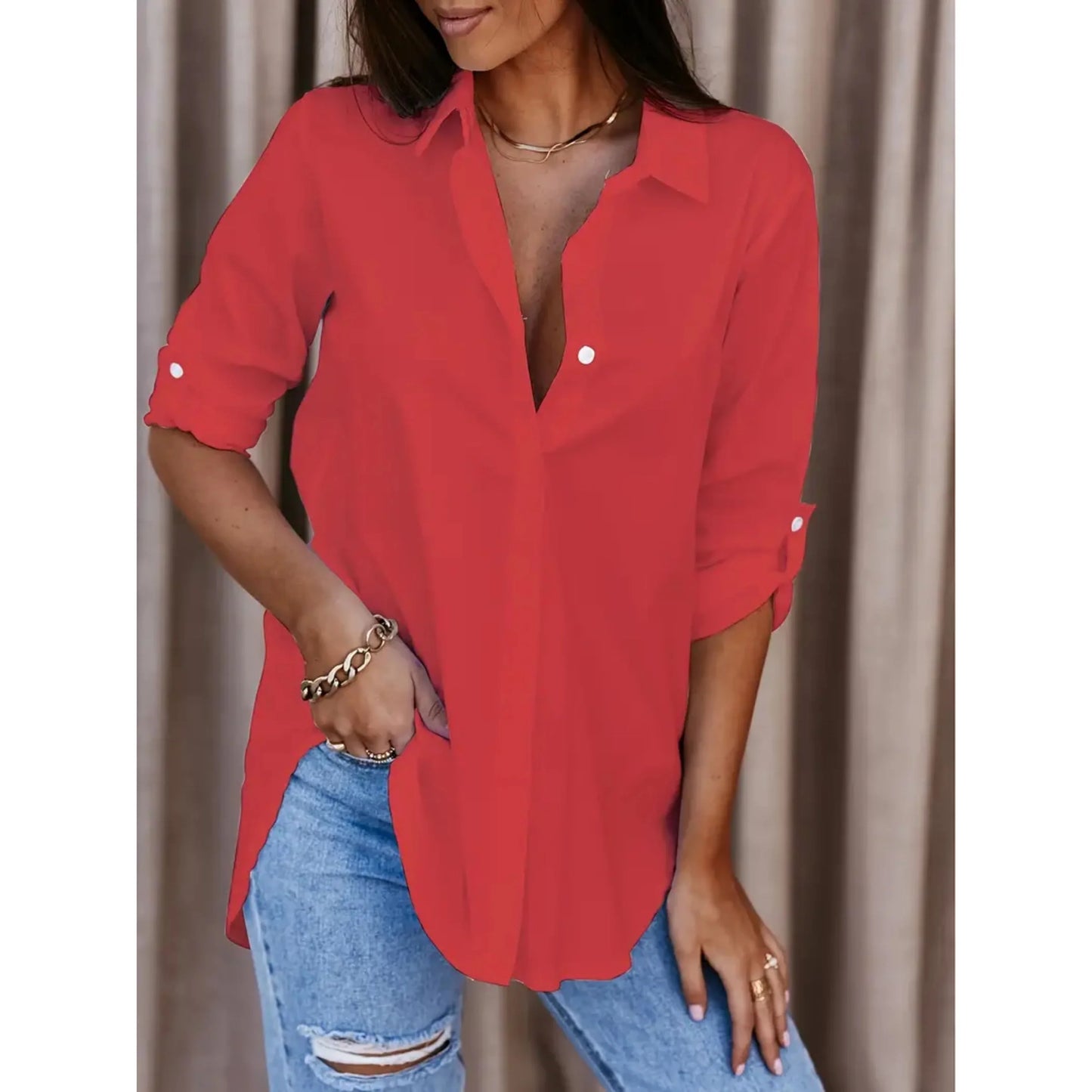 Chemise Féminine Élégante Manches Longues