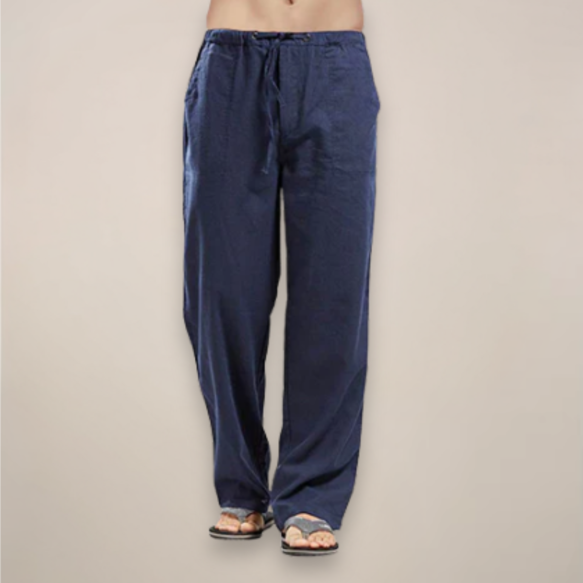 Pantalon Lin Clair Élastique Homme