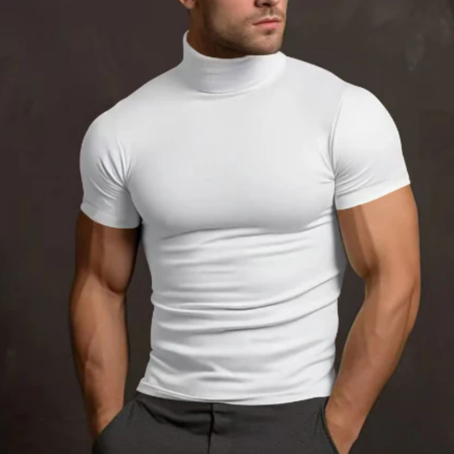 T-Shirt Homme Décontracté Col Roulé Taille Parfaite