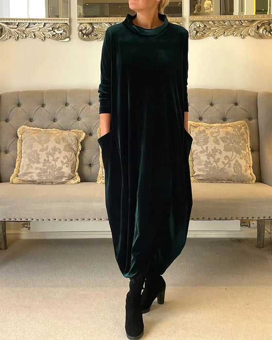 Robe Femme Élégante Velours Bordeaux