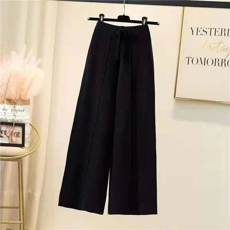 Pantalon Tricot Châtaigne Élastique pour Femme