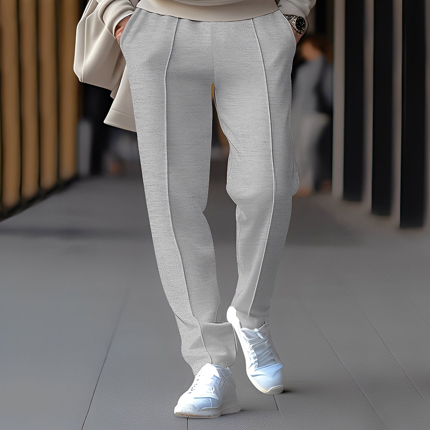 Pantalon Homme Élégant Taille Droite pour Travail Quotidien