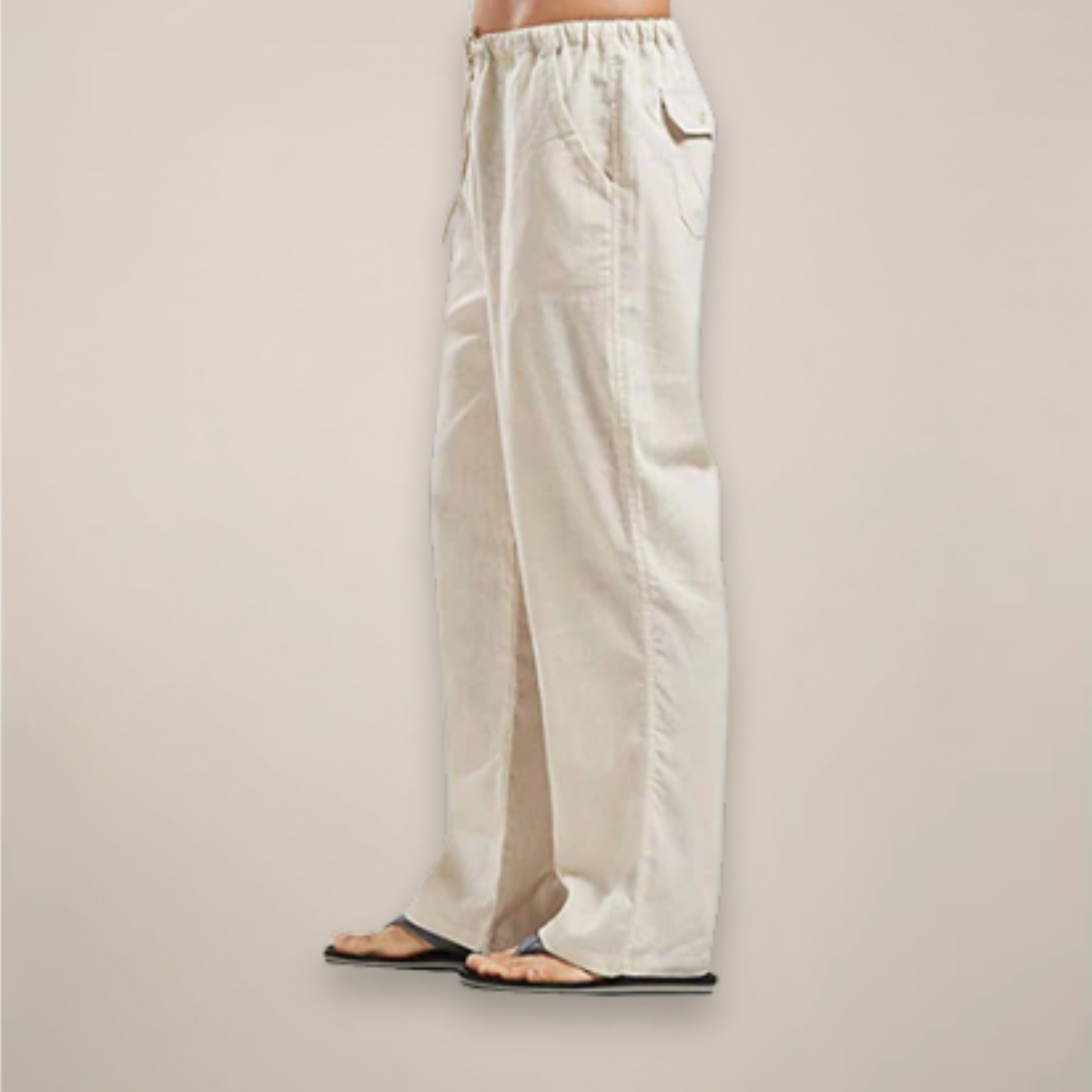 Pantalon Lin Clair Élastique Homme