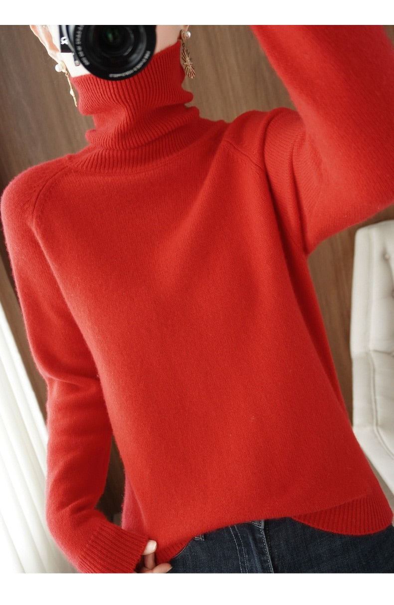 Pull femme noir douillet en laine mélangée