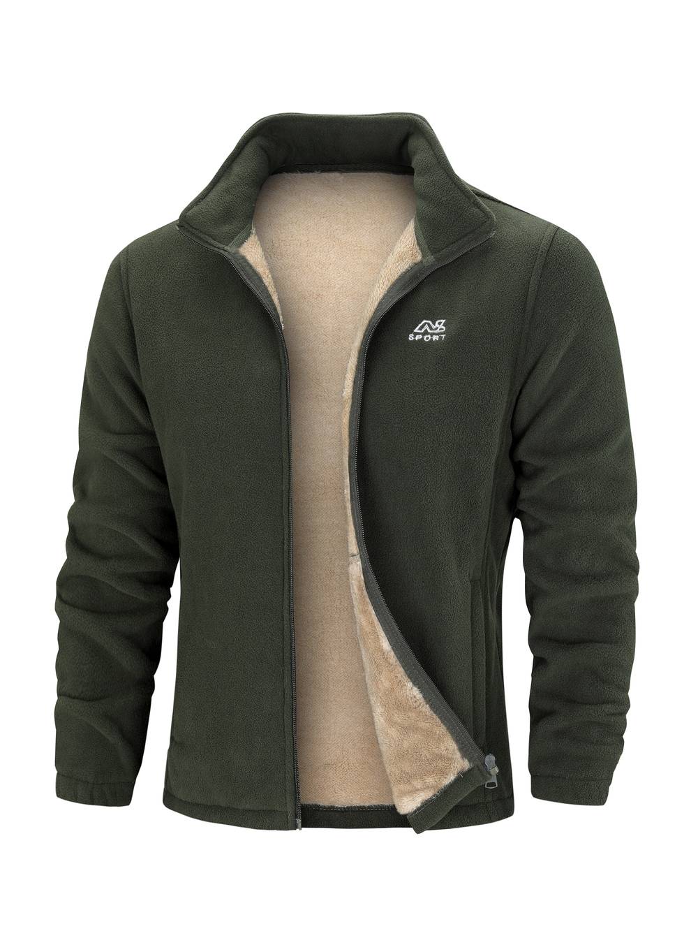 Veste Fleece Doublée Sherpa Élégante – Blouson Chaud Hiver avec Col Montant & Fermeture Éclair