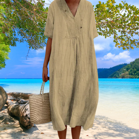 Robe Femme en Lin et Coton Chic Midi