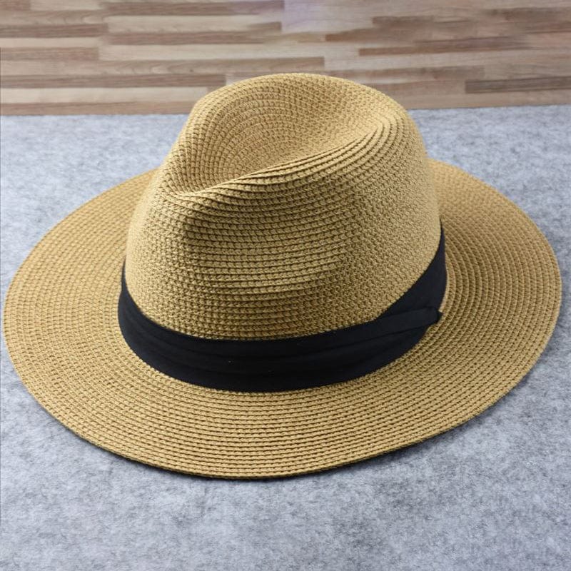 Chapeau Panama Brun Classique avec Ruban Élégant