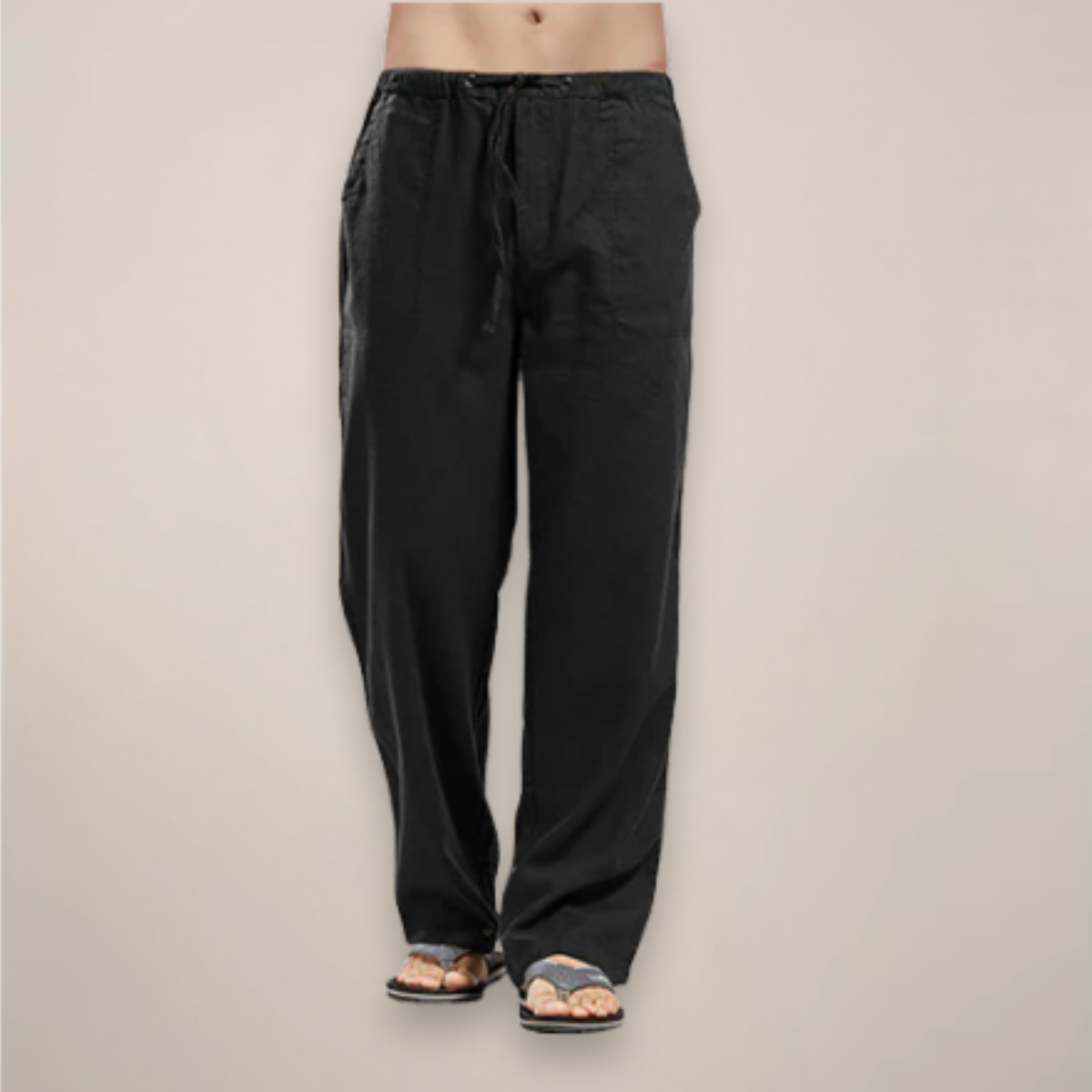 Pantalon Lin Clair Élastique Homme