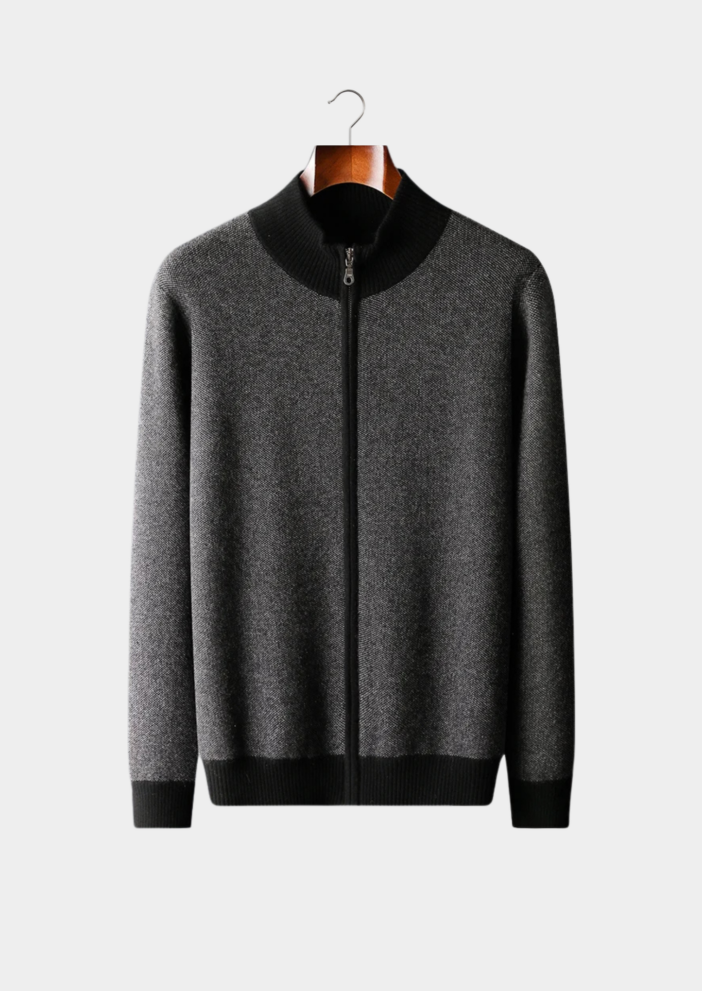 Veste en laine zippée charbon pour homme