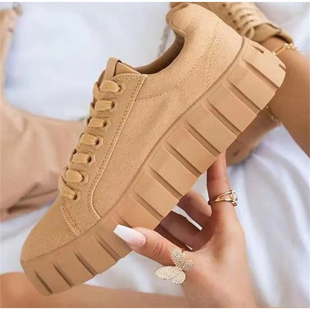 Baskets Confortables pour Femme avec Lacets et Semelle Souple