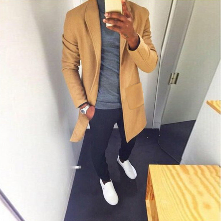 Manteau Imperméable Mi-Long Homme avec Ceinture pour Soirées Élégantes