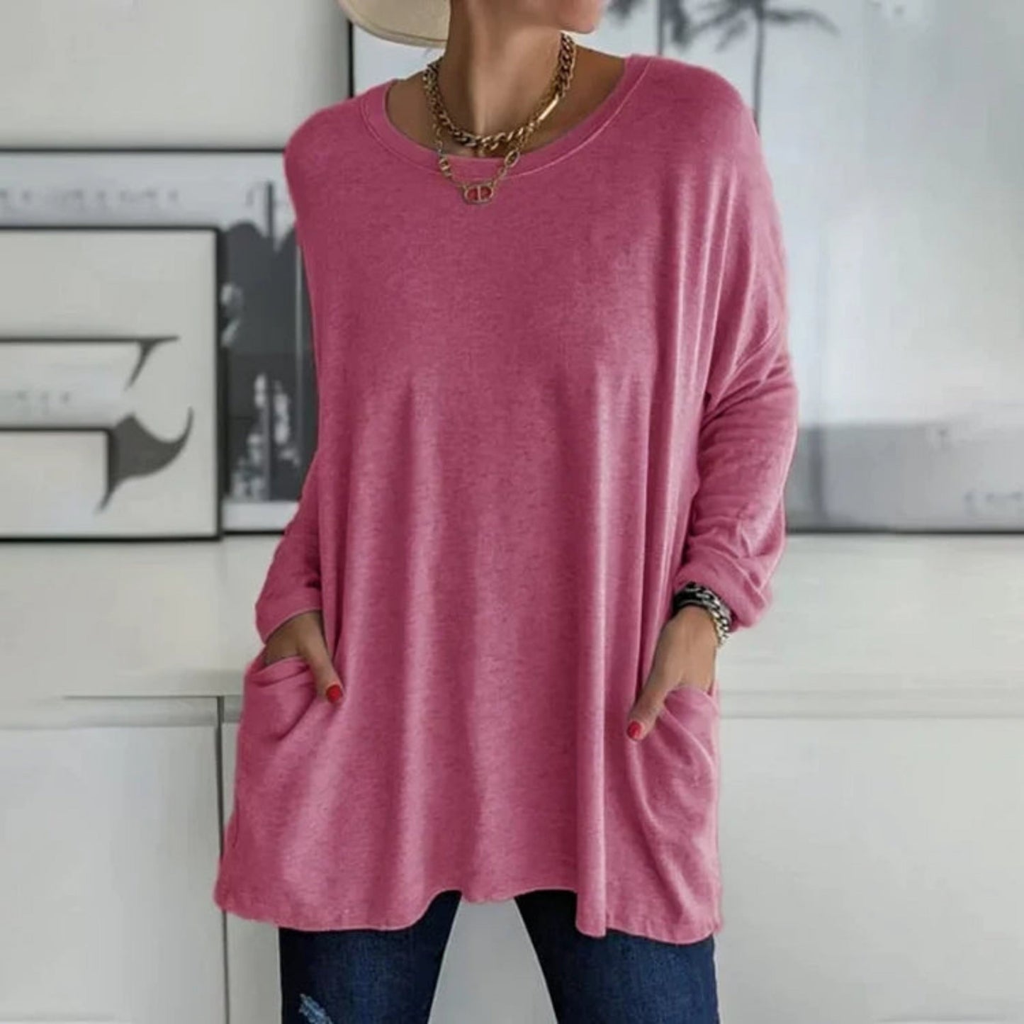 Pull Femme Chaud et Confortable avec Poches