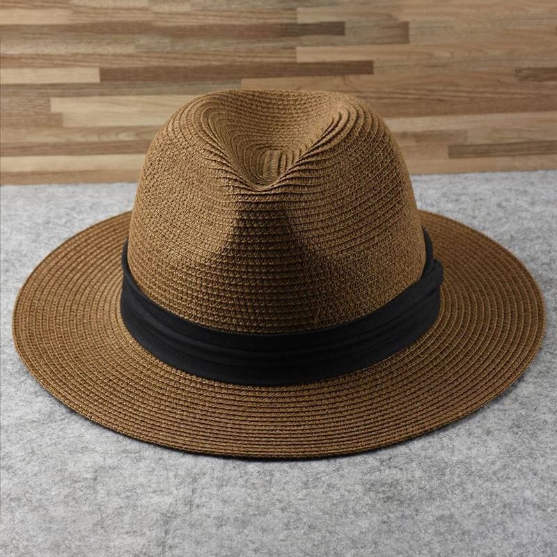 Chapeau Panama Brun Classique avec Ruban Élégant - LuxeStyle
