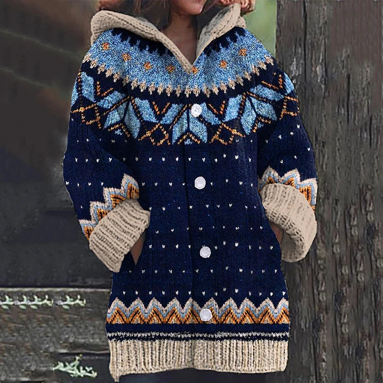 Gilet Femme Coloré à Capuche - Imprimé Géométrique & Fermeture Éclair