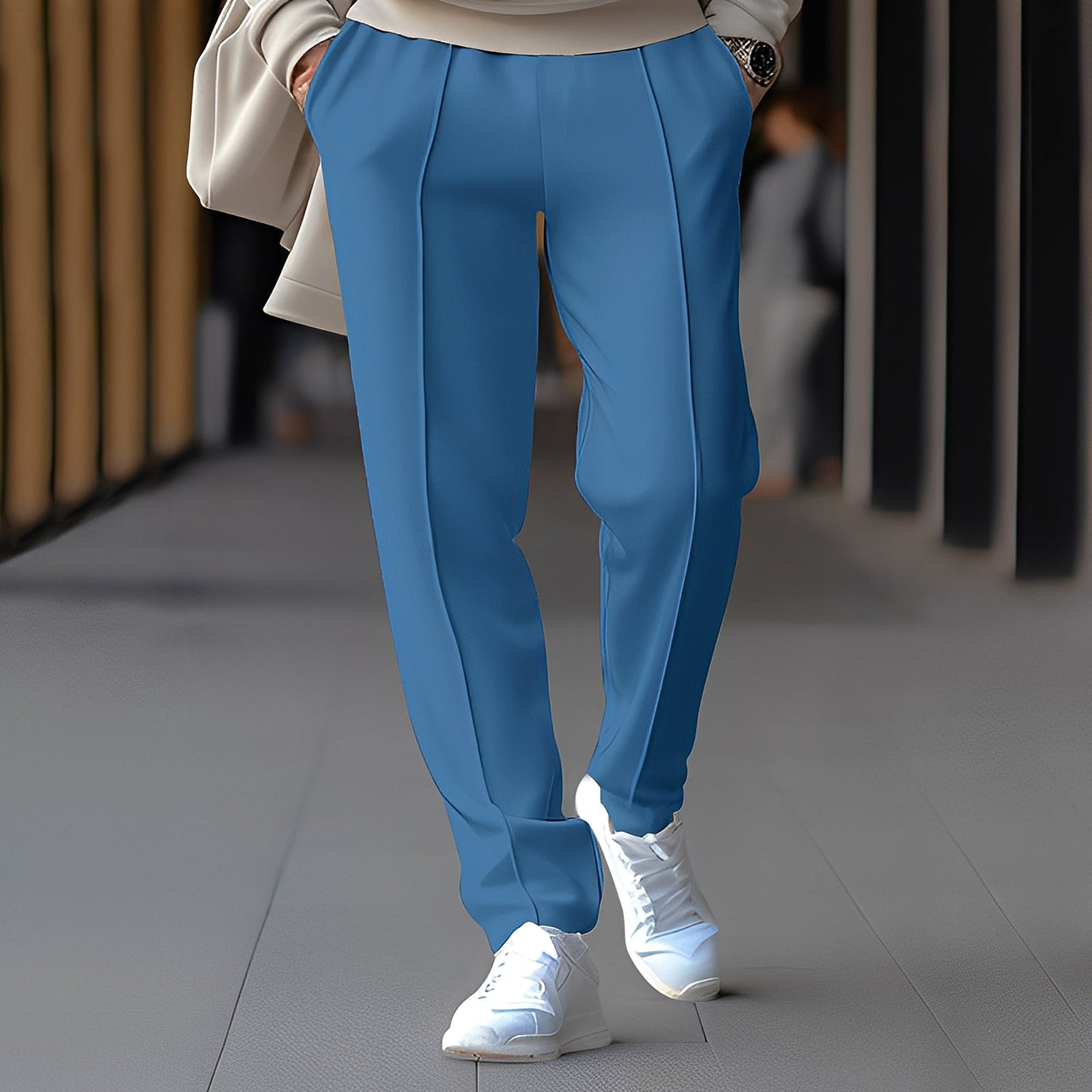 Pantalon Homme Élégant Taille Droite pour Travail Quotidien