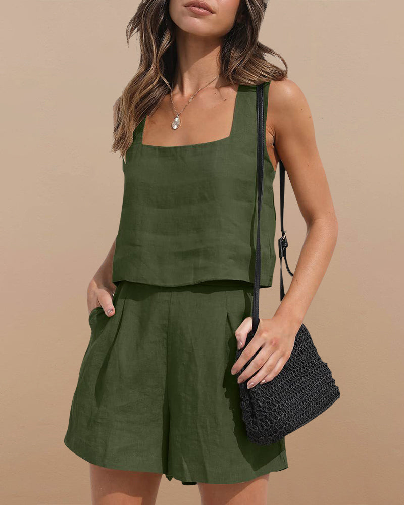 Tenue Été Féminine Legère - Top Décontracté et Short Court