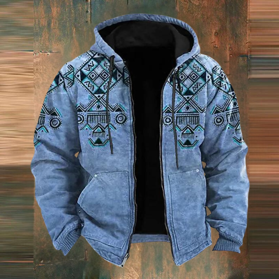 Veste en cuir homme décontractée avec imprimé géométrique