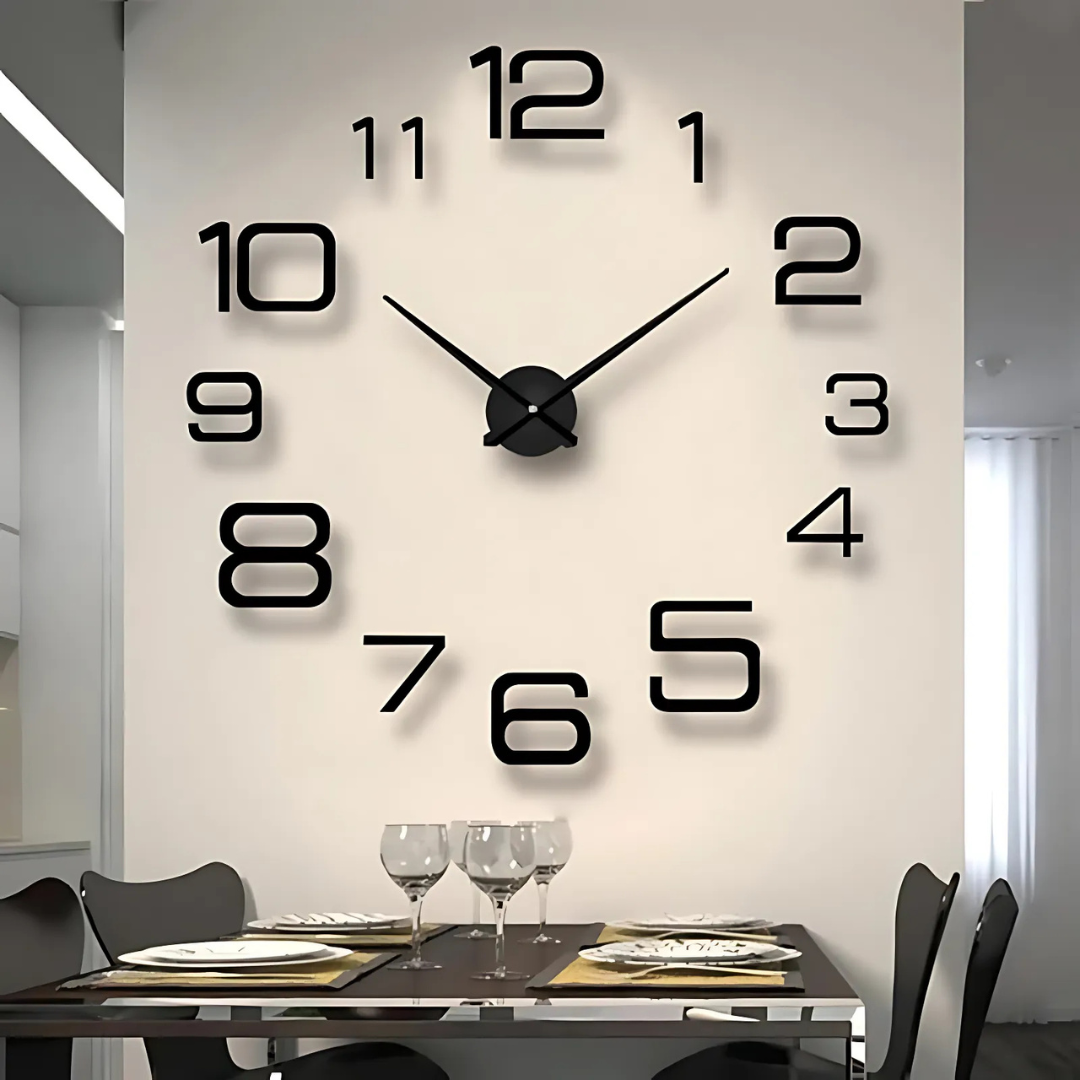 Cadran Murale Design Noir avec Chiffres Relief pour Intérieur