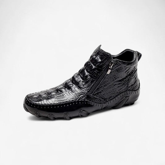 Bottes Cuir Croco avec Fermeture Éclair et Semelle Renforcée - LuxeStyle