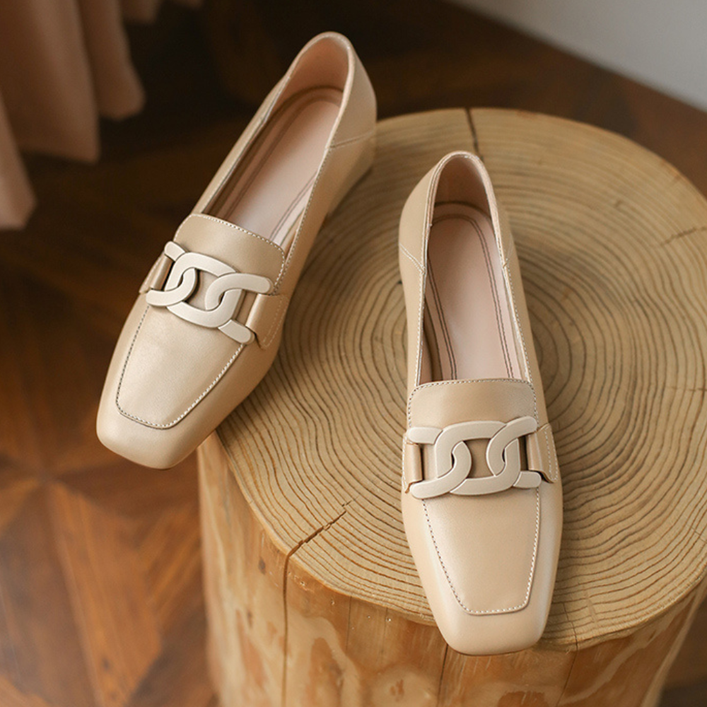 Mocassins Femmes Confortables - Chaussures en Cuir avec Talon Epais et Semelle Orthopédique