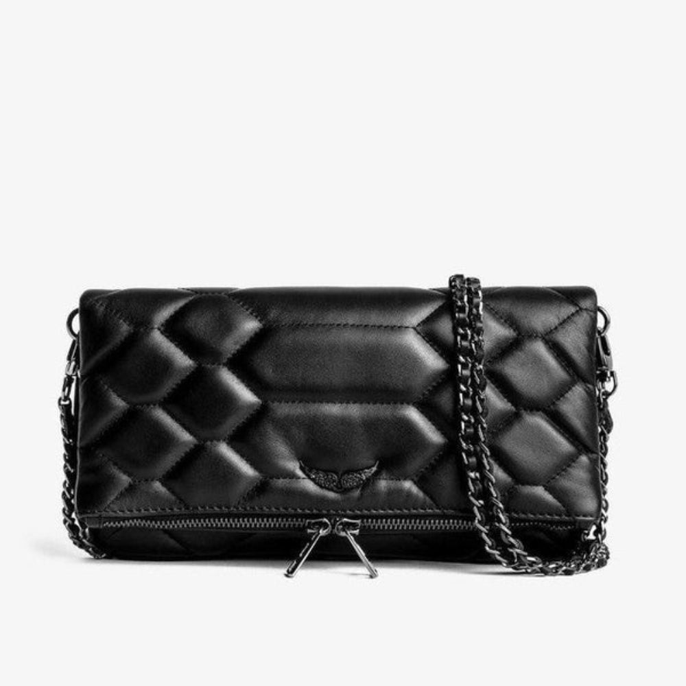 Sac À Bandoulière Élégant avec Fermeture Sûre et Chaîne Métallique