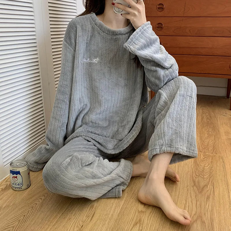 Pyjama Femme Hiver Confort avec Manches Longues