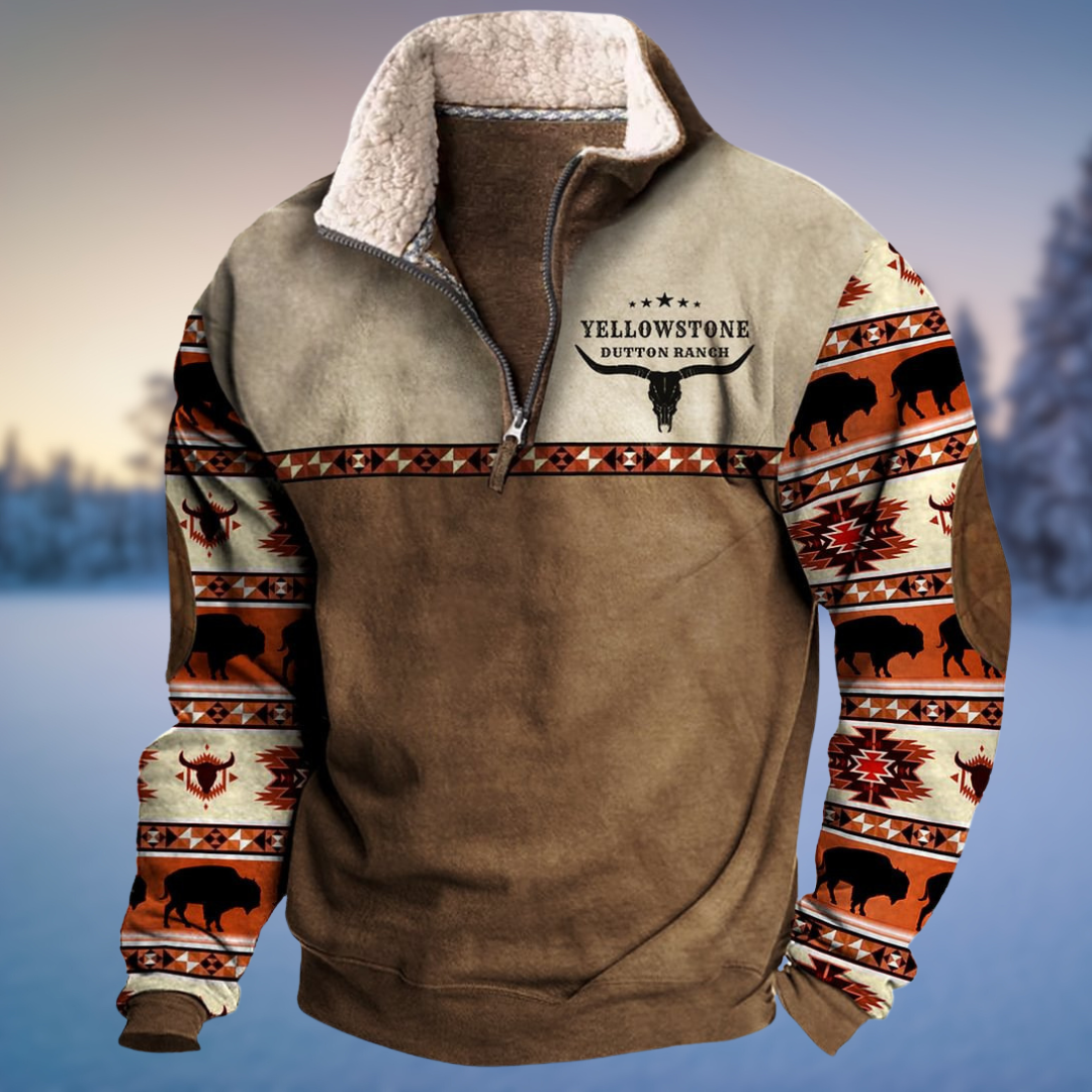 Sweat à capuche col zippe style tribale homme
