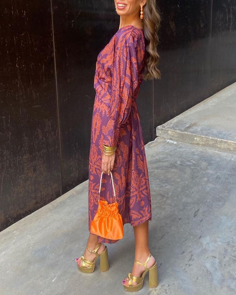 Robe Femme Élégante en Florale avec Nœud Délicat