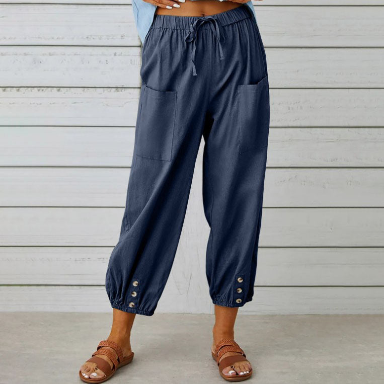 Pantalon femme décontracté coloré avec poches