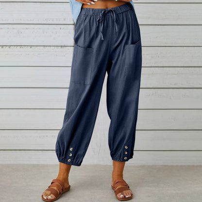 Pantalon femme décontracté coloré avec poches