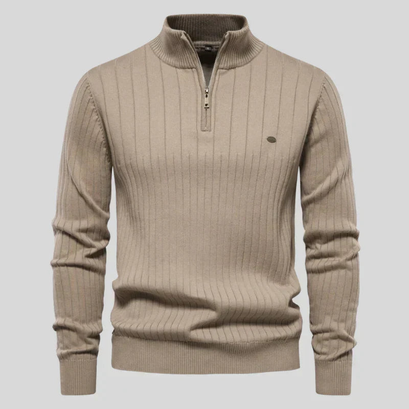 Pull Homme Manches Longues Zippé Pratique Quotidien