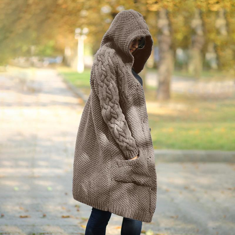 Cardigan Féminin Long Capuche Chic