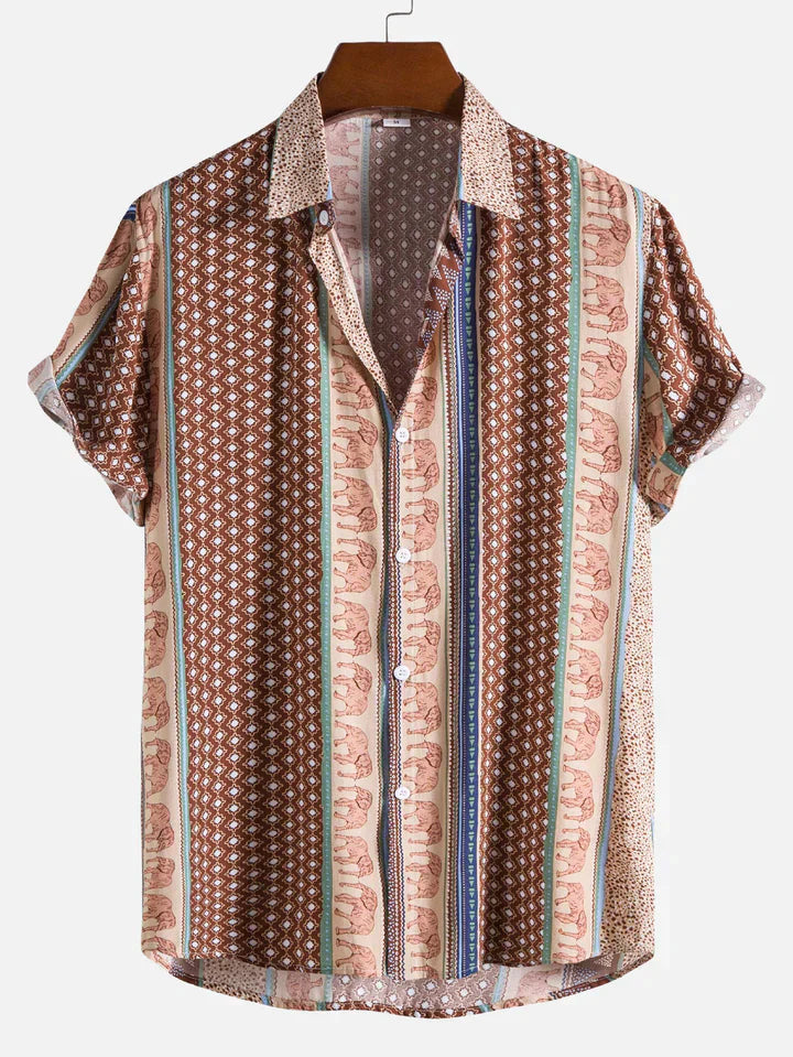Chemise Estivale à Manches Courtes Éléphant Fashion