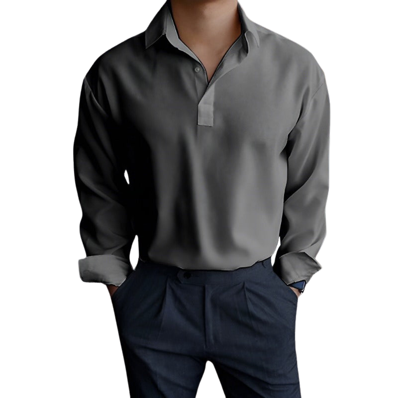 Polo Homme Hiver à Manches Longues avec Col Boutonné
