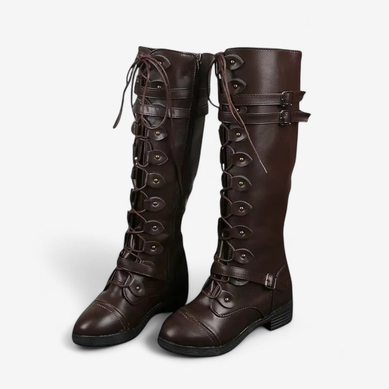 Bottes Hauttes Féminines à Lacets Élégantes