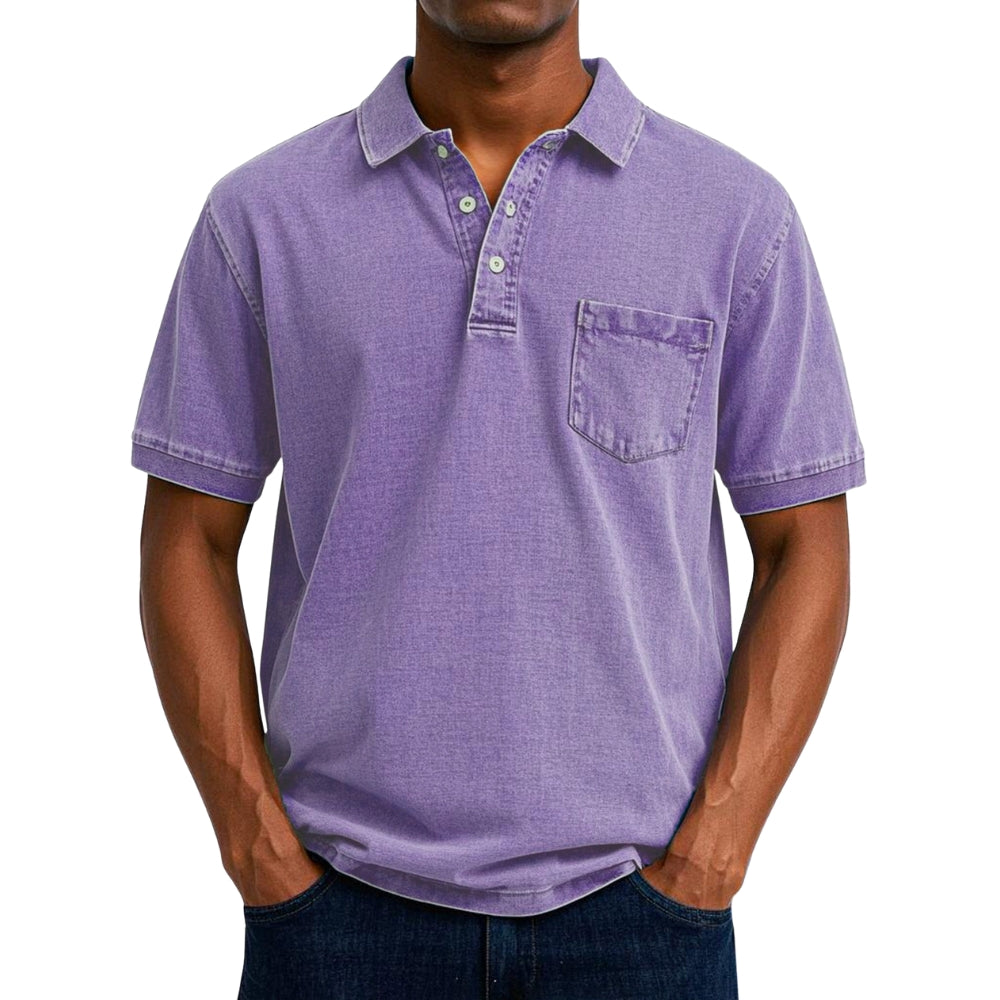 Chemise Homme Été à Manches Courtes avec Poche et Boutons