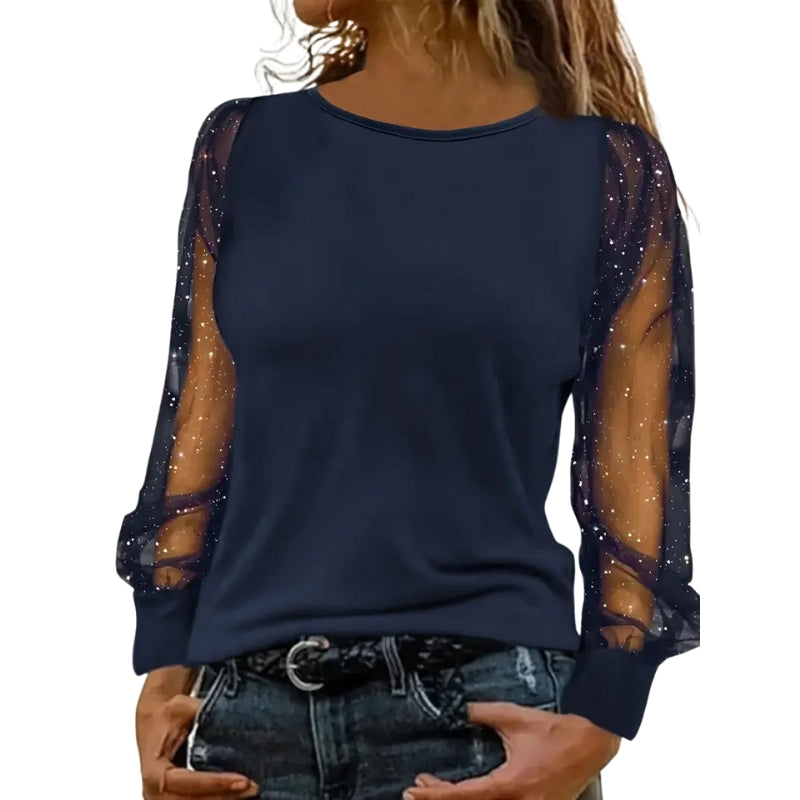 Blouse Élégante Manches Longues Col Rond