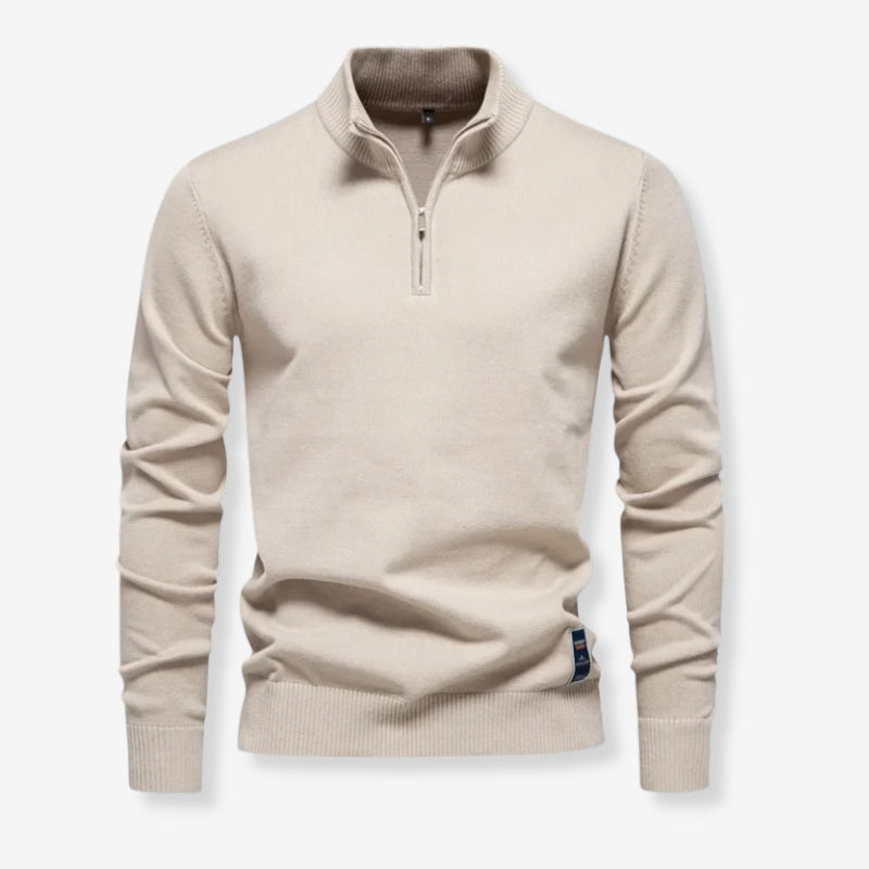 Pull Homme Élégant Manches Longues Col Zippé