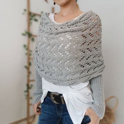Écharpe Tricotée Femme Gris Clair