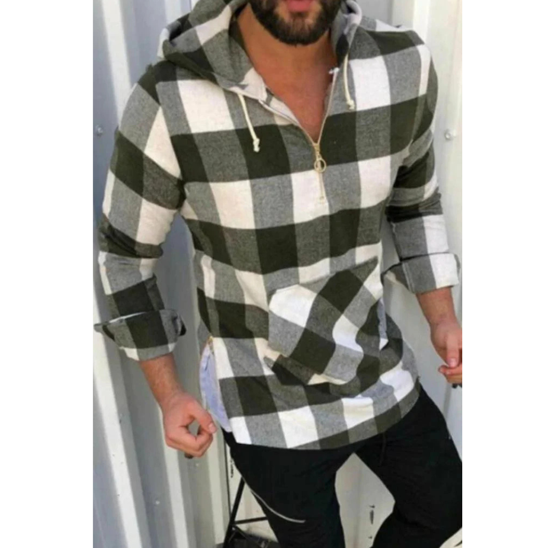 Chemise à capuche écossaise confortable à manches longues