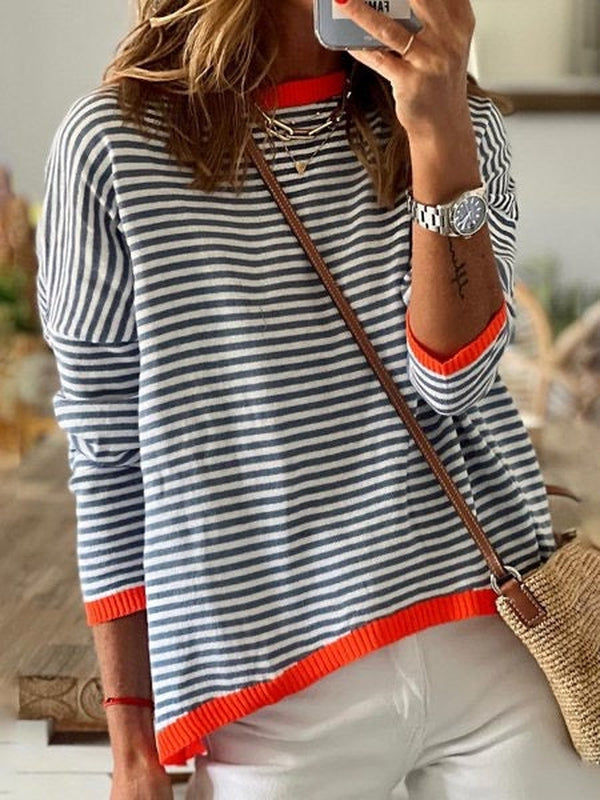 Pull rayé femme manches longues - LuxeStyle