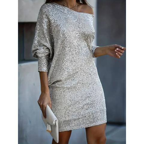 Robe de cocktail pailletée femme mini élégante
