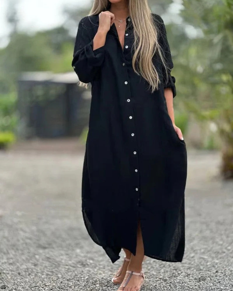 Robe Chemisier Femme Coton Douillet Élégant