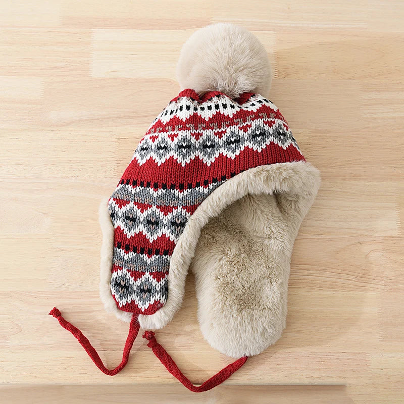 Casque Hiver Chaud avec Pompon pour Adultes