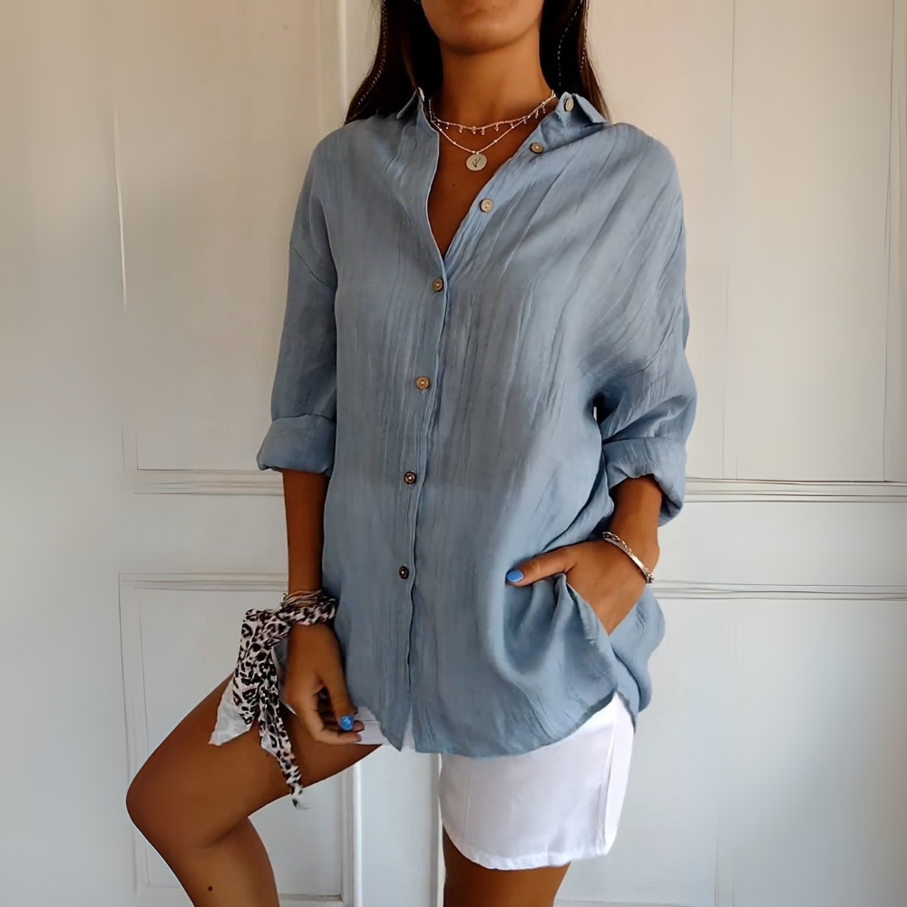 Chemise Femme Lin Élégant Manches Longues - LuxeStyle