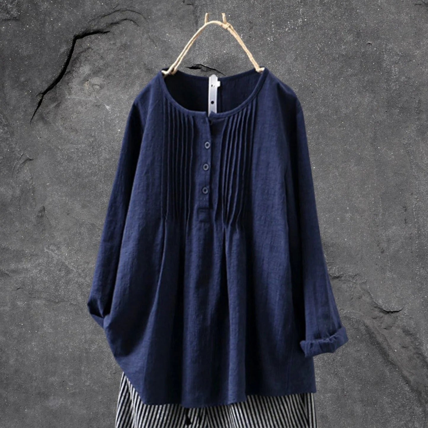 Blouse Été Décontractée avec Plis et Boutons pour Femme