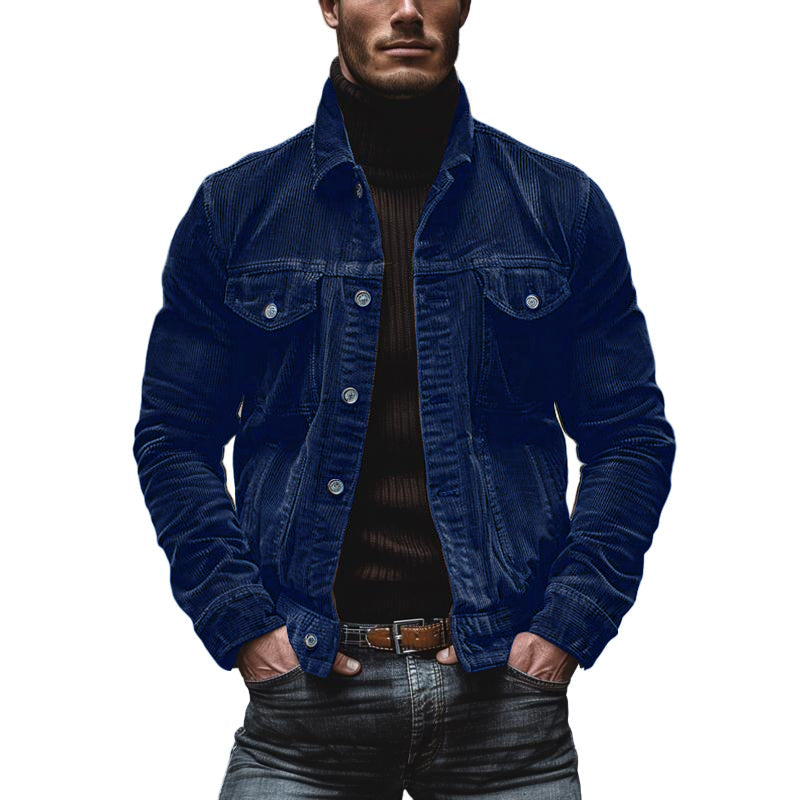Veste Homme en Velours Cachemire - Style Rétro avec Poches Pratiques